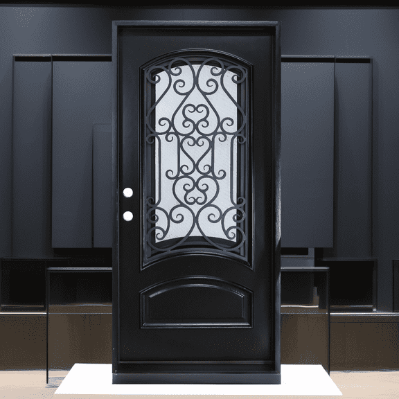 36" x 80" Environment Damage Resistant Polyurethane Composite Exterior Entry House Front Door, Openable Tempered Rain Glass Window, Right-Hand Double Door Inward Swing Espresso