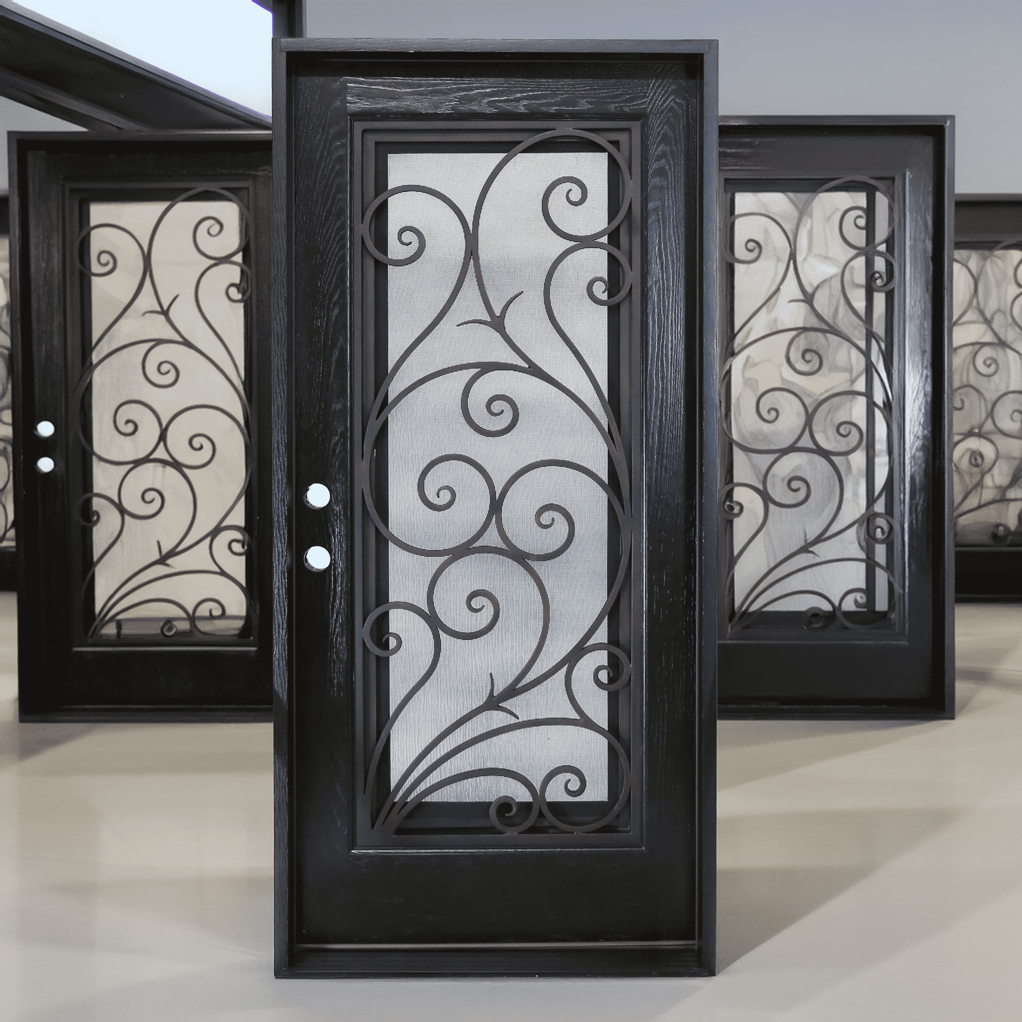 36" x 80" Environment Damage Resistant Polyurethane Composite Exterior Entry House Front Door, Openable Tempered Rain Glass Window, Right-Hand Single Door Inward Swing Espresso FR08