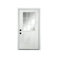 thumbnail image 1 of 36 x 80 Fiberglass Entry Door, 4-9/16 in. New Packaging Vinyl Frame,9 Lite Low-E Glass - Primed Front Door for Home's Front Entrance, Right Hand Inswing, White Oak Wooden Grain Knock-Down Door, 1 of 8