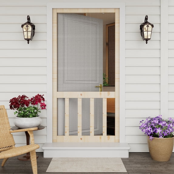 36" x 80" H eight Solid Pine Screen Door/Easy Install