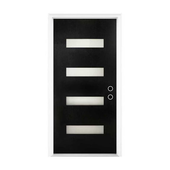 36 x 80 Inch FRP Entry Door Slab, LeftHand Inswing Front Door with Frosted Glass, Modern Luxury Exterior Home Door Slab