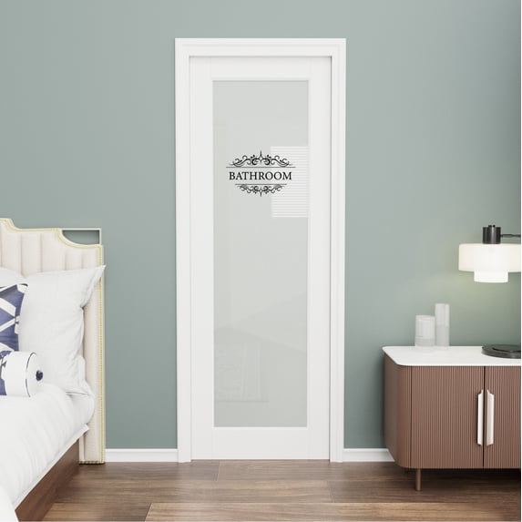 36" x 80" Interior Bathroom Frosted Glass Door Slab Solid Manufactured Wood Prime Standard Door Without Hardware Kit
