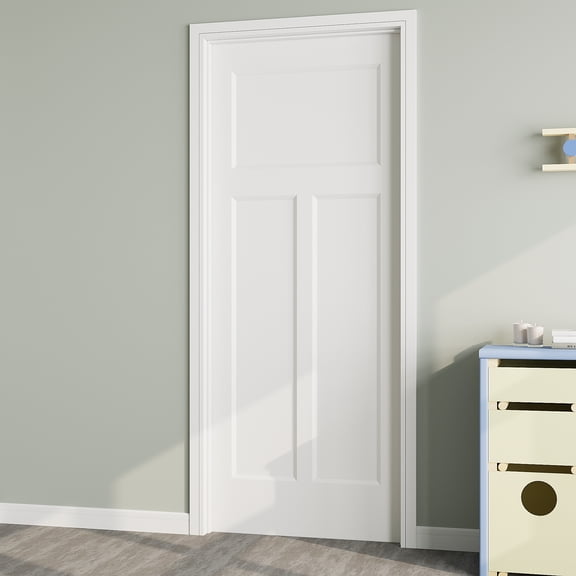36" x 80" T Shape Interior Door Slab, Molded Solid Core Door Panel as Barn Door, Pocket Door, French Door, Prehung Door - as Panty Door, Closet Door, Pre-finished & Paintable, White