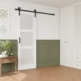 thumbnail image 1 of 36'' x 84'' 3-Piece Frosted Glass Sliding Barn Door – MDF & Solid Wood 3-Lite Interior Closet Door with Installation Hardware Kit, 1 of 8