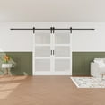 thumbnail image 1 of 36'' x 84'' 3-Piece Glass and Manufactured Wood Double Sliding Barn Door with Installation Hardware Kit Set, 1 of 7