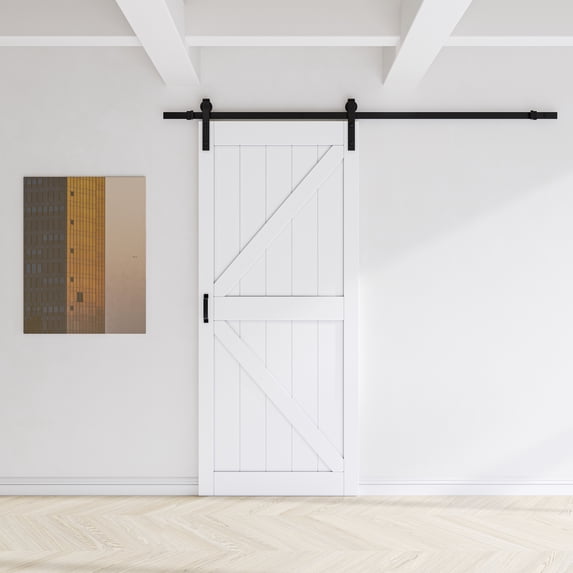 36" x 84" Height Modern Sliding Barn Door Primed Surface Paintable Closet Pantry Door With Barn Door Hardware Kits