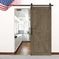 36 in x 84in Elephant Gray British Brace Knotty Barn Door with 6.6FT