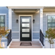 36 x 96 Environment Damage Resistant Polyurethane Composite Exterior Entry House Front Door, Openable Tempered Rain Glass Window, Right-Hand Single Door Inward Swing Black CT04