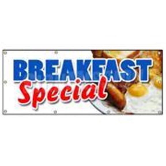 36 x 96 in. Breakfast Special Banner Sign - Ayce Waffle Pancake Bacon Egg All Can Eat