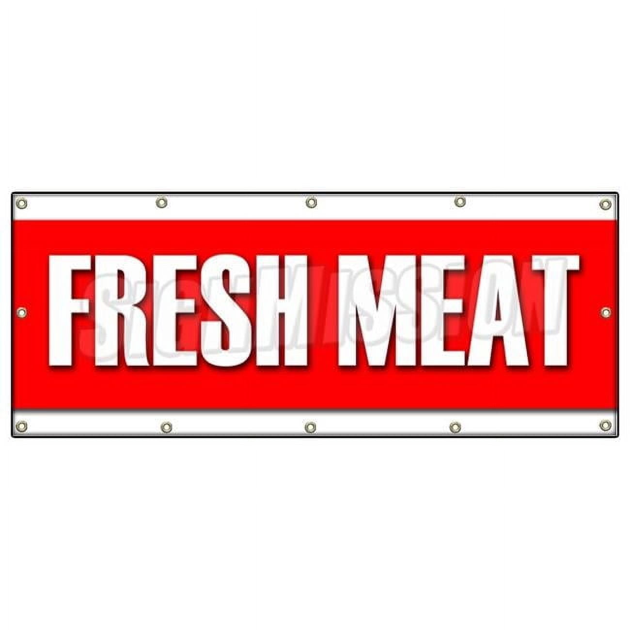 36 x 96 in. Fresh Meat Banner Sign - Butcher Steak Beef Chicken Pork ...