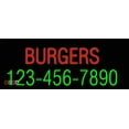 thumbnail image 1 of 36"x13" Neon By Deon Custom Burgers LED Neon Sign with Phone # w/Remote Flashing Controller, 1 of 1