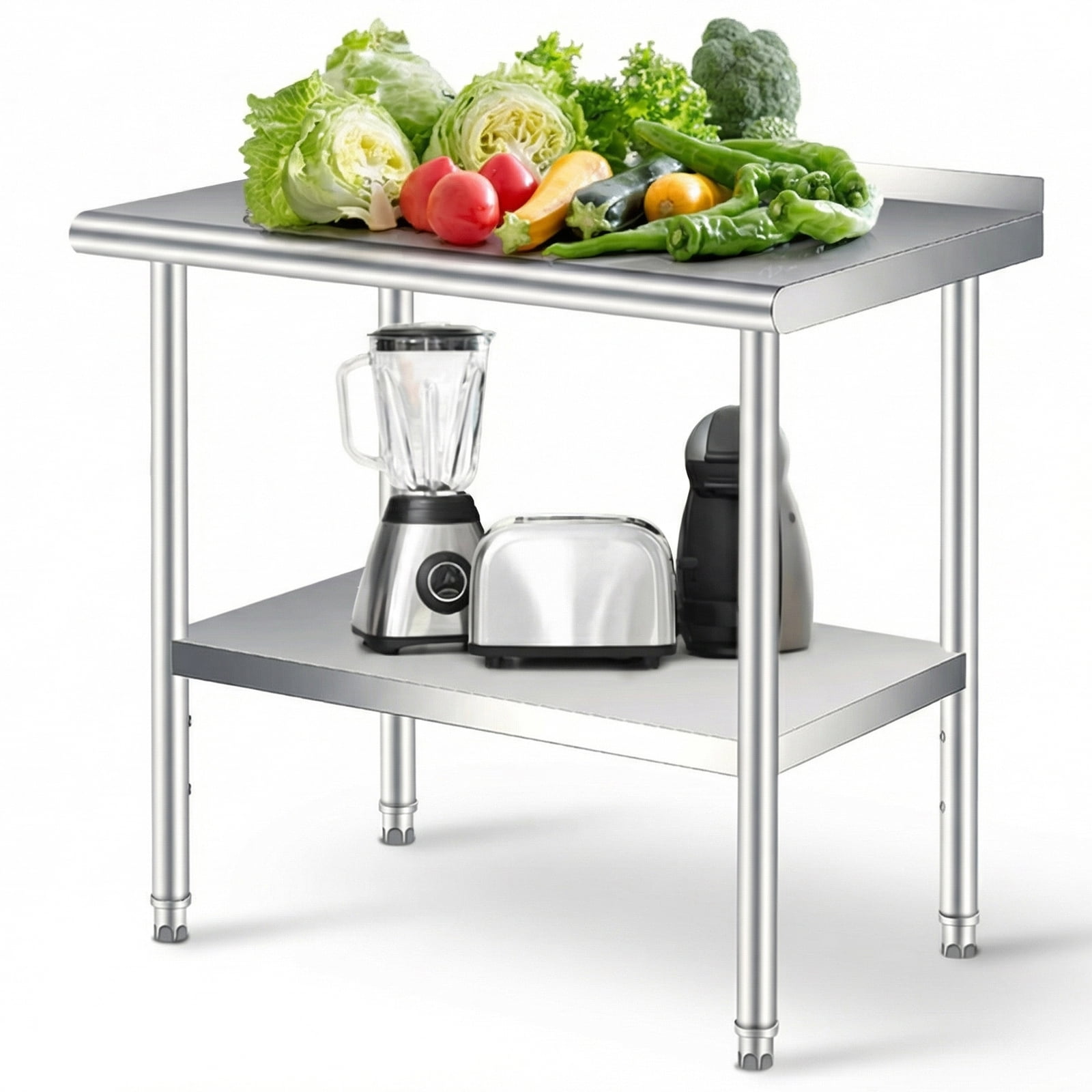 36"x24" Commercial Stainless Steel Prep Table – Heavy-Duty with Backsplash & Adjustable Undershelf