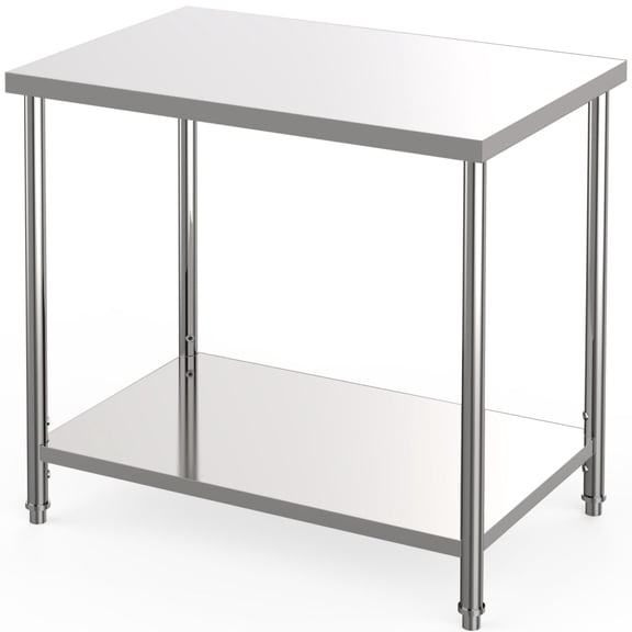 36"x24" Lockable Caster 2-tier Stainless Steel Rolling Work Table