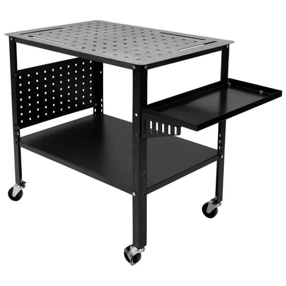 36"x24" Mobile Steel Welding Table with Wheels, Movable Welding Workbench Table, 1200lbs Capacity Welding Fixture Table with 5/8 Inch Holes & Pegboard