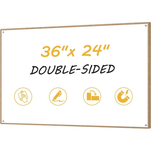 36”x24” Small Dry Erase Board for Wall 3' x 2' Double Sided Magnetic White Board Without Frame for Office, Class, Home