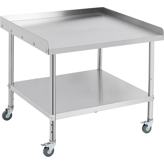 36"x30"x30" Stainless Steel Grill Stand Table,3-Sided 2" Backsplash, Adjustable Legs & Removable Backsplash, 660 lbs Capacity, Equipment Stand for Restaurant, Hotel, Home Kitchen