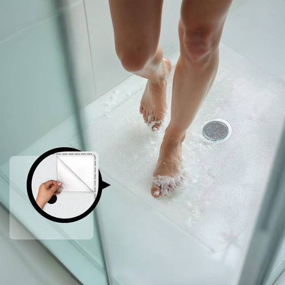 36"x36" Extra-Large Shower Mat | Peel and Stick, Non Slip Shower Mat Certified for Safety