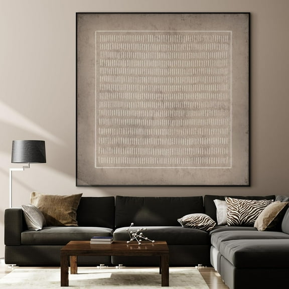 36"x36" Large Framed Wall Art - Abstract Brown and Gray Tones (Frame Assembly Required)