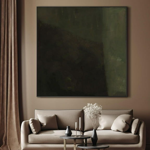 36"x36" Large Framed Wall Art Dark Green Minimalist Abstract Print for Home Living Room Bedroom Decor (Frame Assembly Required)