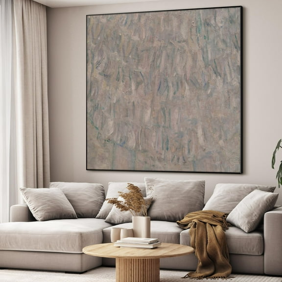 36"x36" Large Framed Wall Art - Decor Brushstroke Soft Neutral Abstract (Frame Assembly Required)