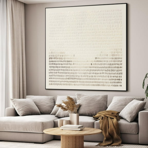 36"x36" Large Framed Wall Art - Decor Dot Pattern Neutral Tones (Frame Assembly Required)