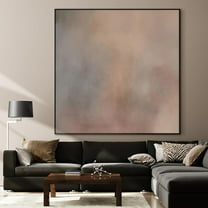 36"x36" Large Framed Wall Art - Minimalist Soft Beige and Gray Abstract (Frame Assembly Required)