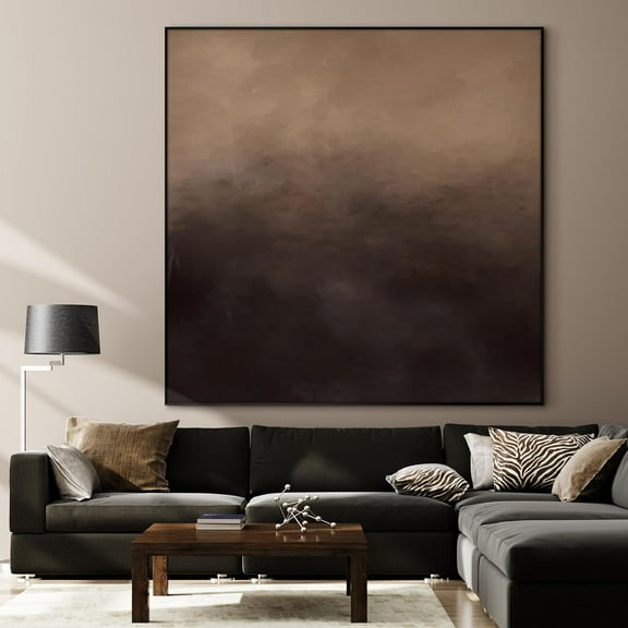 36"x36" Large Framed Wall Art - Moody Abstract Landscape Brown/Beige Tone (Frame Assembly Required)