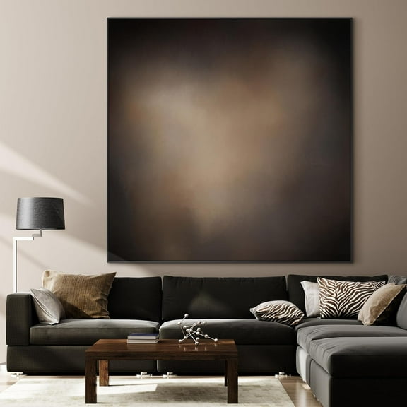 36"x36" Large Framed Wall Art - Moody Brown and Black Toned Abstract Design (Frame Assembly Required)