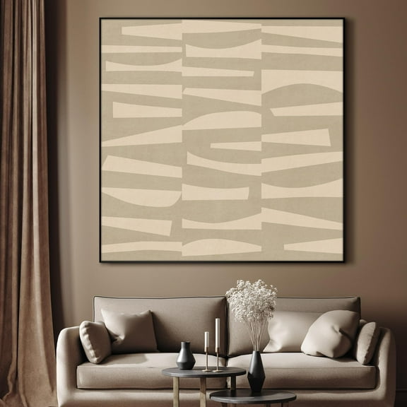 36"x36" Large Framed Wall Art Neutral Geometric Pattern Print for Home Living Room Bedroom Decor (Frame Assembly Required)