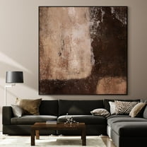 36"x36" Large Framed Wall Art - Rustic Earthy Brown and Beige (Frame Assembly Required)