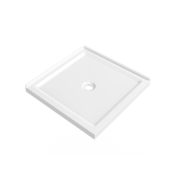 36"x36" Shower Base 3.3" Height Anti-slip Acrylic Center Drain Double Threshold Shower Basin in White