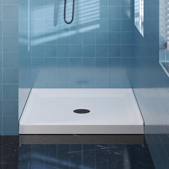 36"x36" Shower Base, Center Drain, White, Non-Slip, Easy Clean