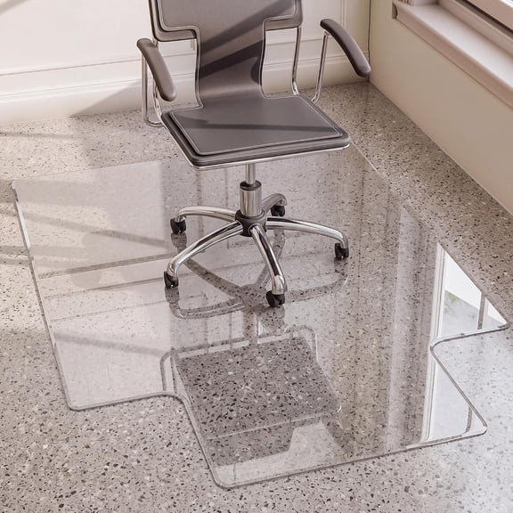 36"x48" Extra White 1/5" Thick Tempered Glass Chair Mat for Carpet & Hardwood Floors, 4 Anti-Slip, 1500 lbs, Heavy Duty, Shatter Resistant, Easy Clean, Convex Edge
