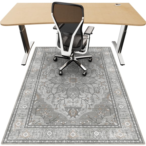 36"x48" Office Chair Mat For Hardwood Under Desk Home Anti-slip Rugs Rolling Chairs Floor Protector Washable Warm Gray
