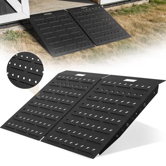 36"x48" Shed Ramp, Velvet Black Loading Ramp for Riding Mower Loading Dock Ramp, 2 PC 1600lb Capacity, Black