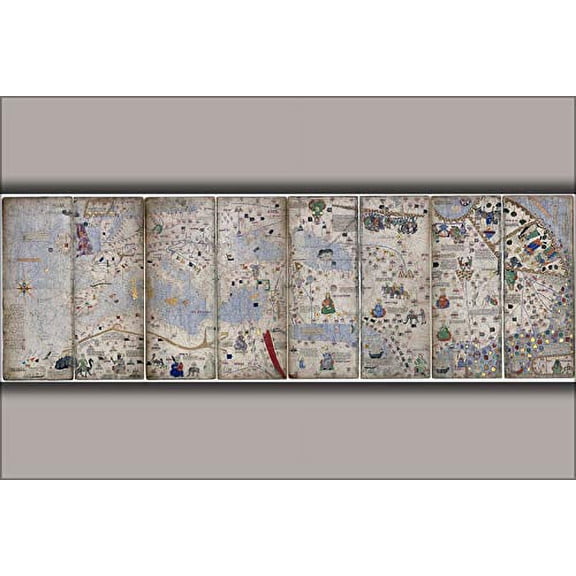 36"x54" Gallery Poster, Catalan Atlas from The 14th Century attributed to Abraham Cresques