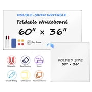 VUSIGN Foldable Double-Sided Writable Board, 60" x 36" Large Dry Erase Magnetic Whiteboard, 6'x3'Wall Mount for Classroom