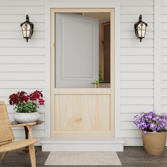 36"x80" 80'' H Solid Pine Fiberglass Screen Doors Slab Door Only