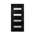 thumbnail image 1 of SUMMIT PINES 36"x80" Mahogany Wood Grain Fiberglass Door Slab Only, 4-Lite Frosted Glass, Modern Style Exterior Replacement Panel, Left-Hand Inswing, 1 of 5