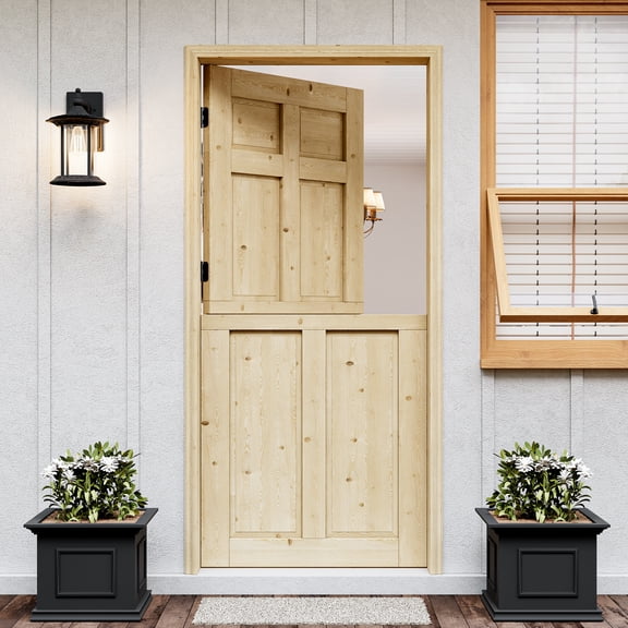 36''x80''Slab Only, Unfinished Dutch Door, 6 Panel Half Split Single Door Slab Natural Pine Solid Wood