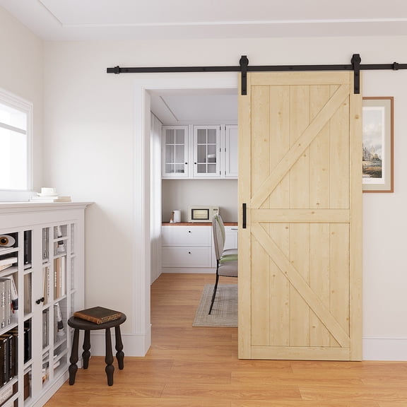 36"x84" Soft Close Included, 84"H Modern Solid Fir Wood Sliding Barn Door, Paintable, Closet Pantry Door with Installation Hardware Kits