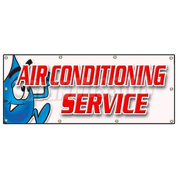 SignMission B-96 Air Conditioning Service 36 x 96 in. Air Conditioning Service Banner Sign - AC Cooling Air Cold Maintenance