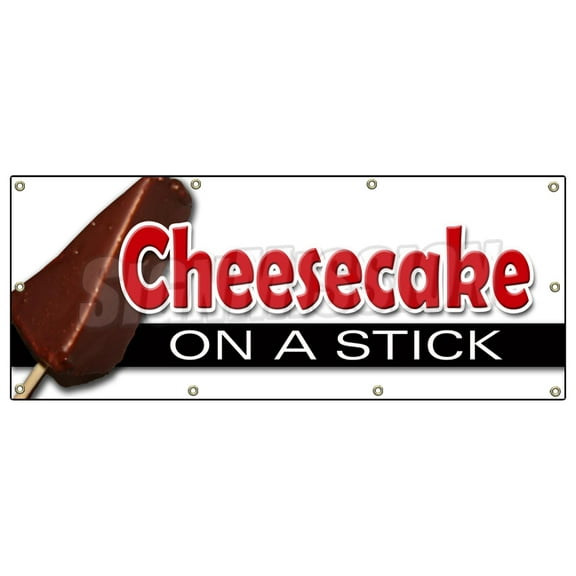 36"x96" CHEESECAKE ON A STICK BANNER SIGN frozen cheese cake pop stick chocolate