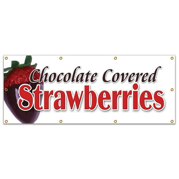 36"x96" CHOCOLATE COVERED STRAWBERRIES BANNER SIGN candy dipped strawberry