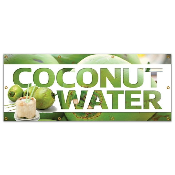 36"x96" COCONUT WATER BANNER SIGN fresh drinks cold ice soda water