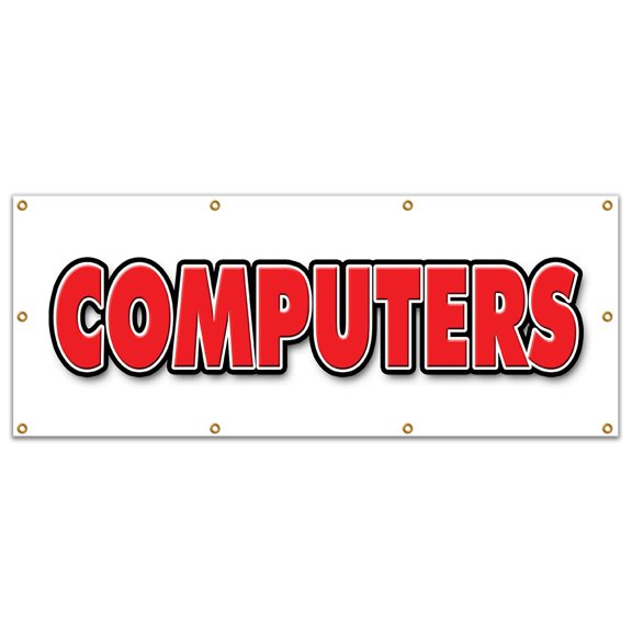 36"x96" COMPUTERS BANNER SIGN computer repair signs tech virus fix computer