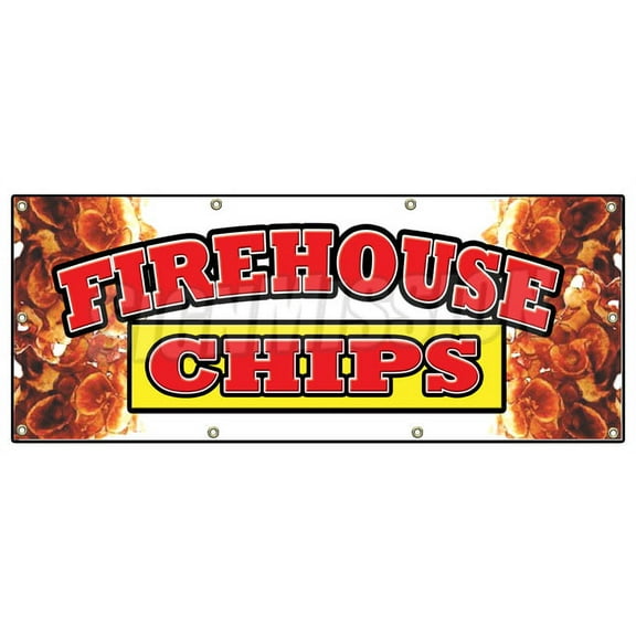 36"x96" FIREHOUSE CHIPS BANNER SIGN chips restaurant snacks subs combo