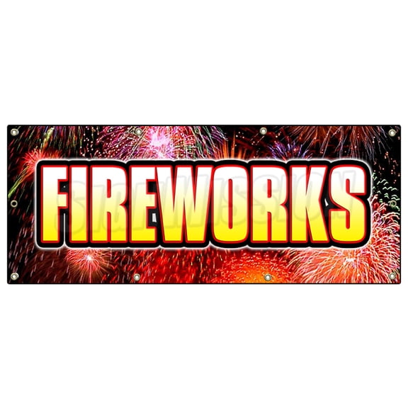 36"x96" FIREWORKS I BANNER SIGN stand firework store signs bottle rockets