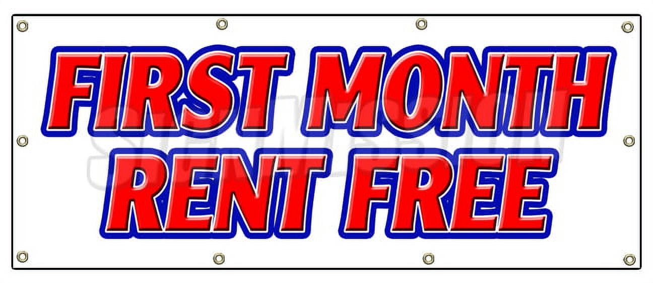 36"x96" FIRST MONTH RENT FREE BANNER SIGN apartment promotion rent lease condo