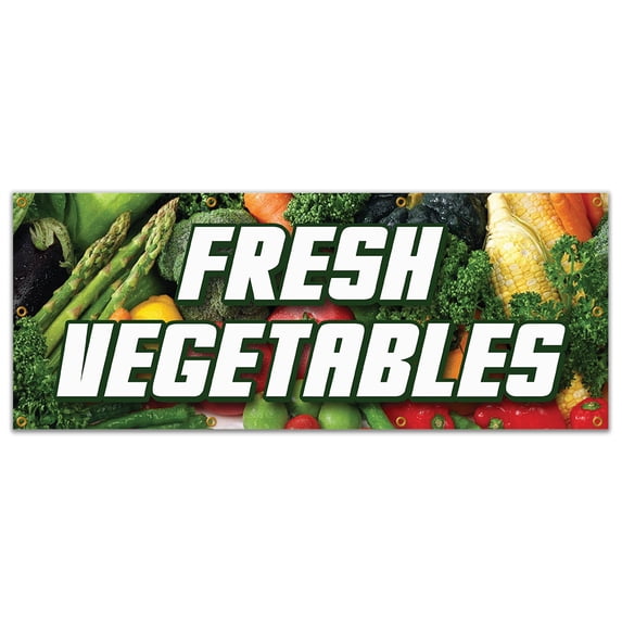 36"x96" FRESH VEGETABLES BANNER SIGN produce farmer market picked veg organic
